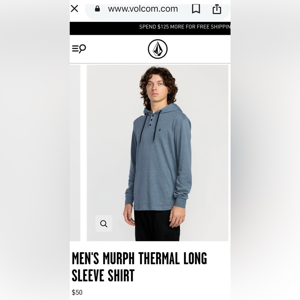 New Without Tags - Volcom Thermal Long Sleeve Knit Hooded